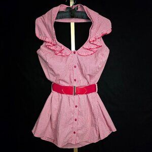 NWT Torrid Red Gingham Halter Top with Belt 4X